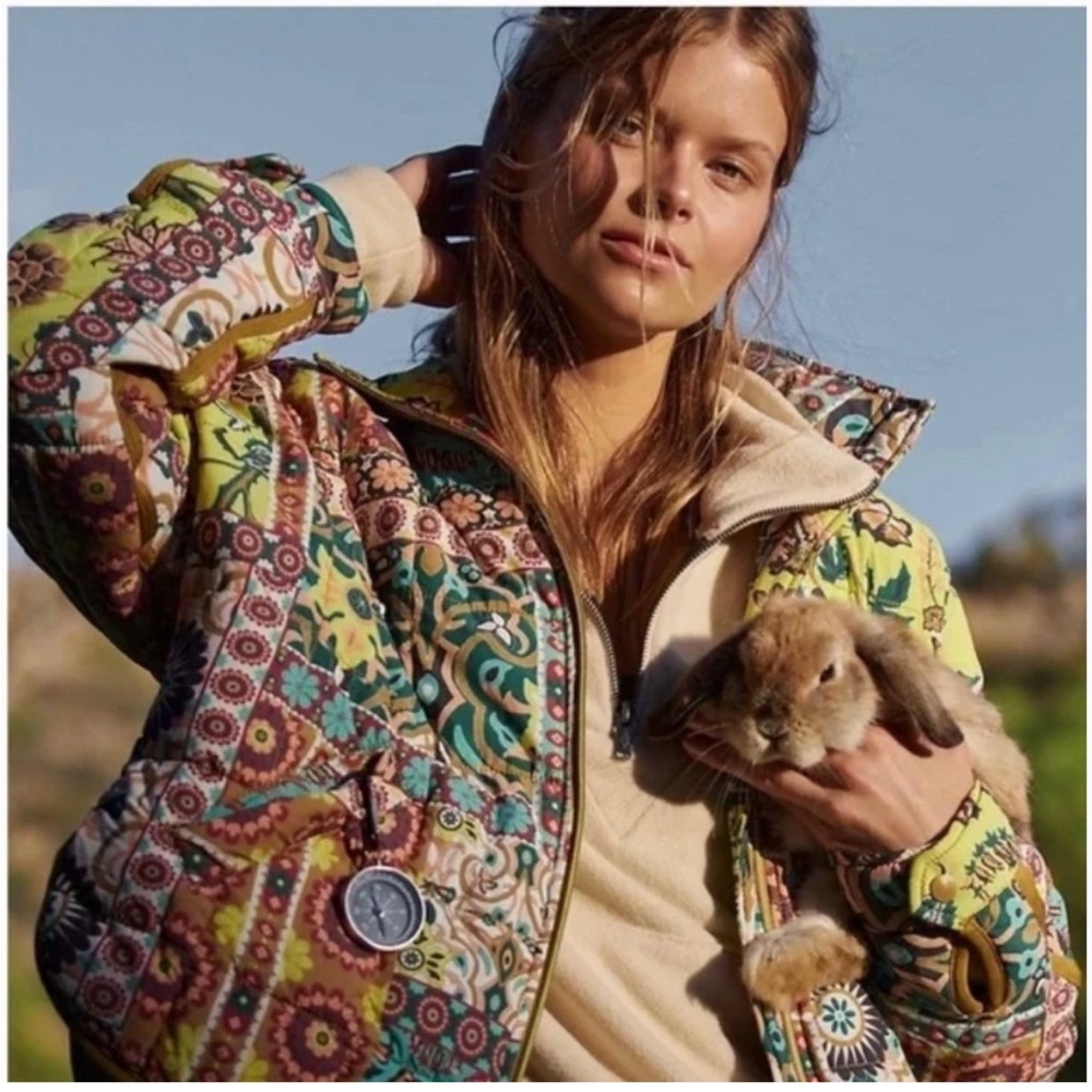 Free People Multicolor Patchwork Pippa Puffer Jac… - image 7